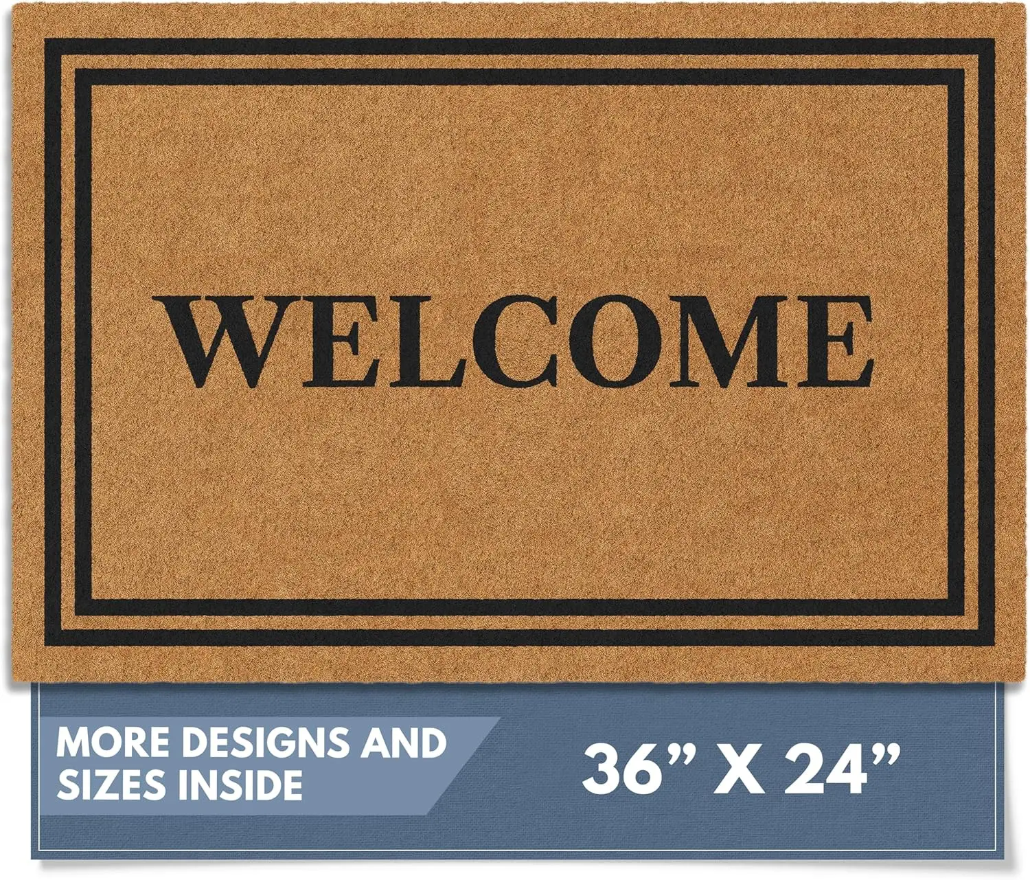 

Натуральный кокосовый коврик для входной двери, усиленный, нескользящий, коричневый, 24x36 дюймов, для улицы