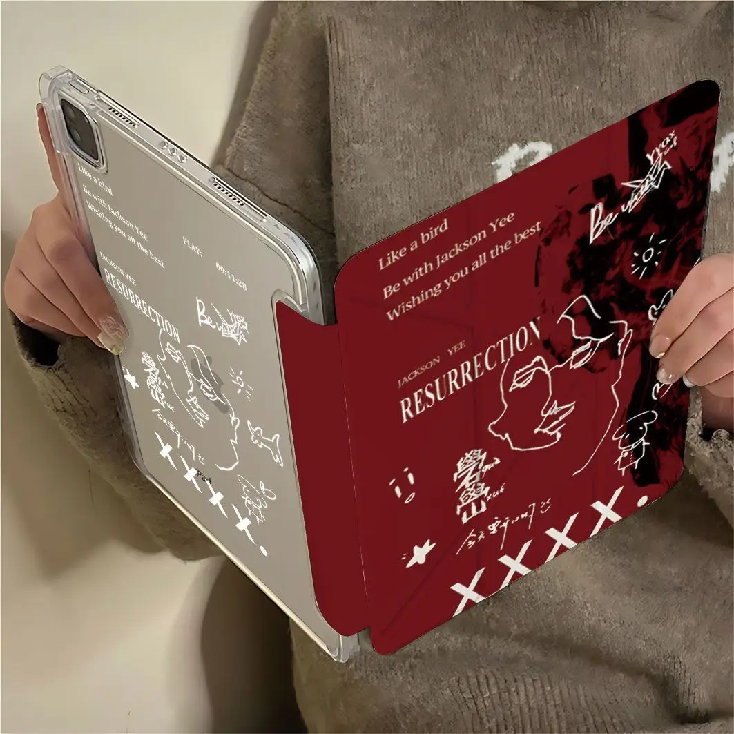 Wine Red Trendy Cool English Letter Dog For iPad Pro Air M5 M4 M3 M2 2 1 11th A16 12.9