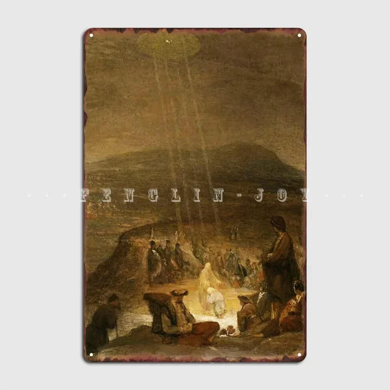 Ufos In Ancient Art. Baptism Of Christ. 1710 Metal Plaque Poster Wall Mural Club Bar Create Plaques Tin Sign Poster