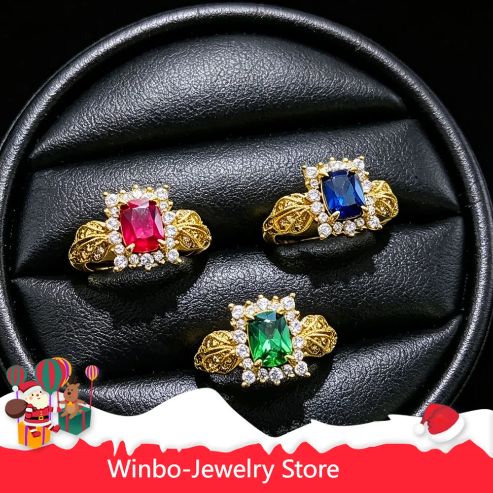 

Italian Style - Emerald Exquisite Craftsmanship Lace-edge Ring - 18K Gold Open Ring - Suitable for Wearing At Birthday Parties