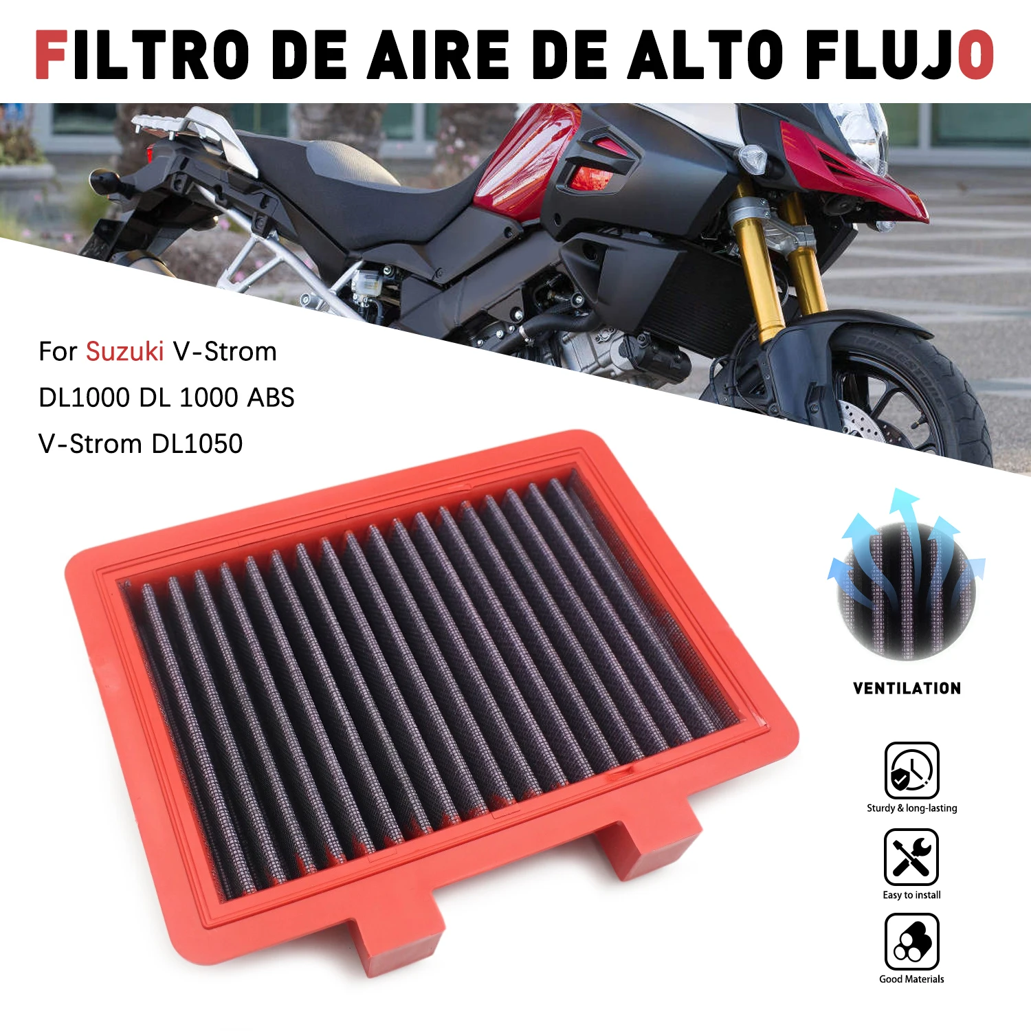 For SUZUKI DL 1000 (ABS) V-Strom DL 1050 XT High Flow Air Filter Cleaner Element Intake Motorcycle Accessories 13780-31J00-000