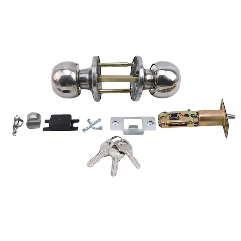 1Pc Aluminum Alloy Globular Door Knobs Rotation Lock Knobset Handle Metal Door Knob With Key For Bedrooms Living Rooms