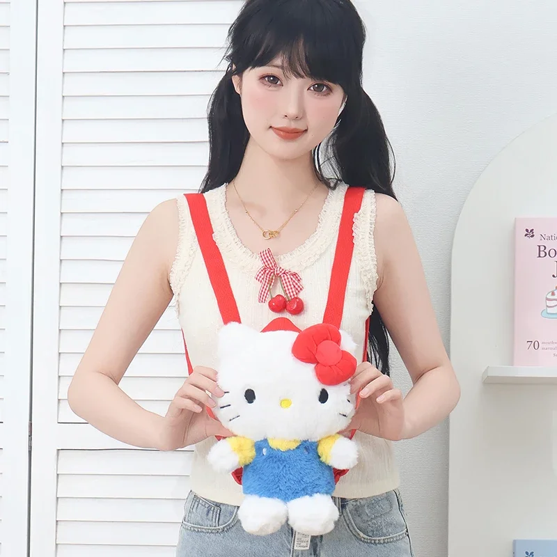 

Hello Kitty Plush Backpack Cute Cartoon Character Design Double Zipper Closure Spacious Capacity Perfect For School Travel Daily
