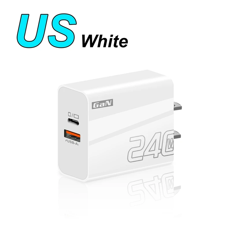 240W Fast Charger Double Ports USB Type-C Quick Charging Head QC3.0 Wall Charger Adapter EU/US/UK Plug For iPhone Samsung New - náhled 3