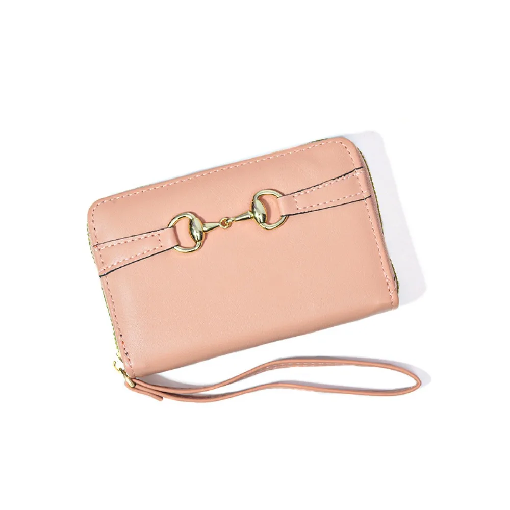 Portable PU Women Leather Purse Solid Color Leather Rope Hardware Wallet Korean Style Versatile Zipper Zero Wallet School