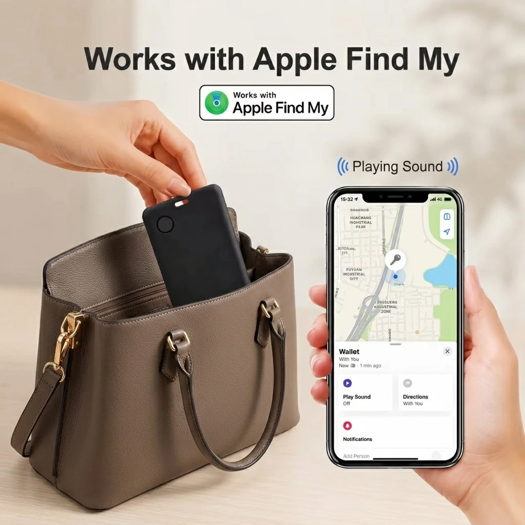 Smart Card for iOS, Wallet Tracker Compatible with Apple Find My APP, Item Locator, Essential Accessory for iPhone Users