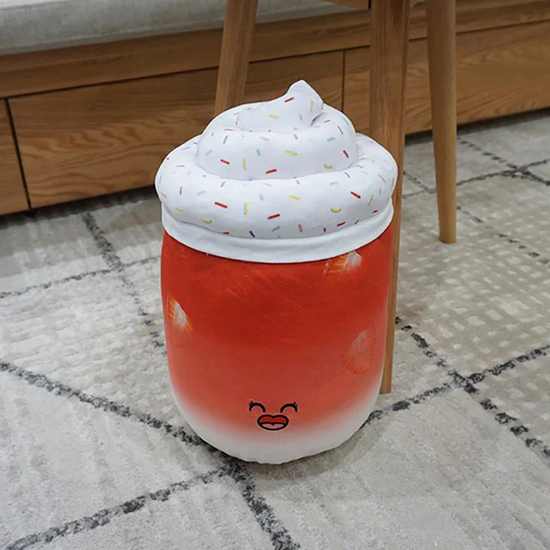 38cm Ijs Bubble Tea Pluche Kussen Gevuld Koffie Aardbei Bosbes Appelsap Parels Melk Thee Kussen Decoratie Cadeau