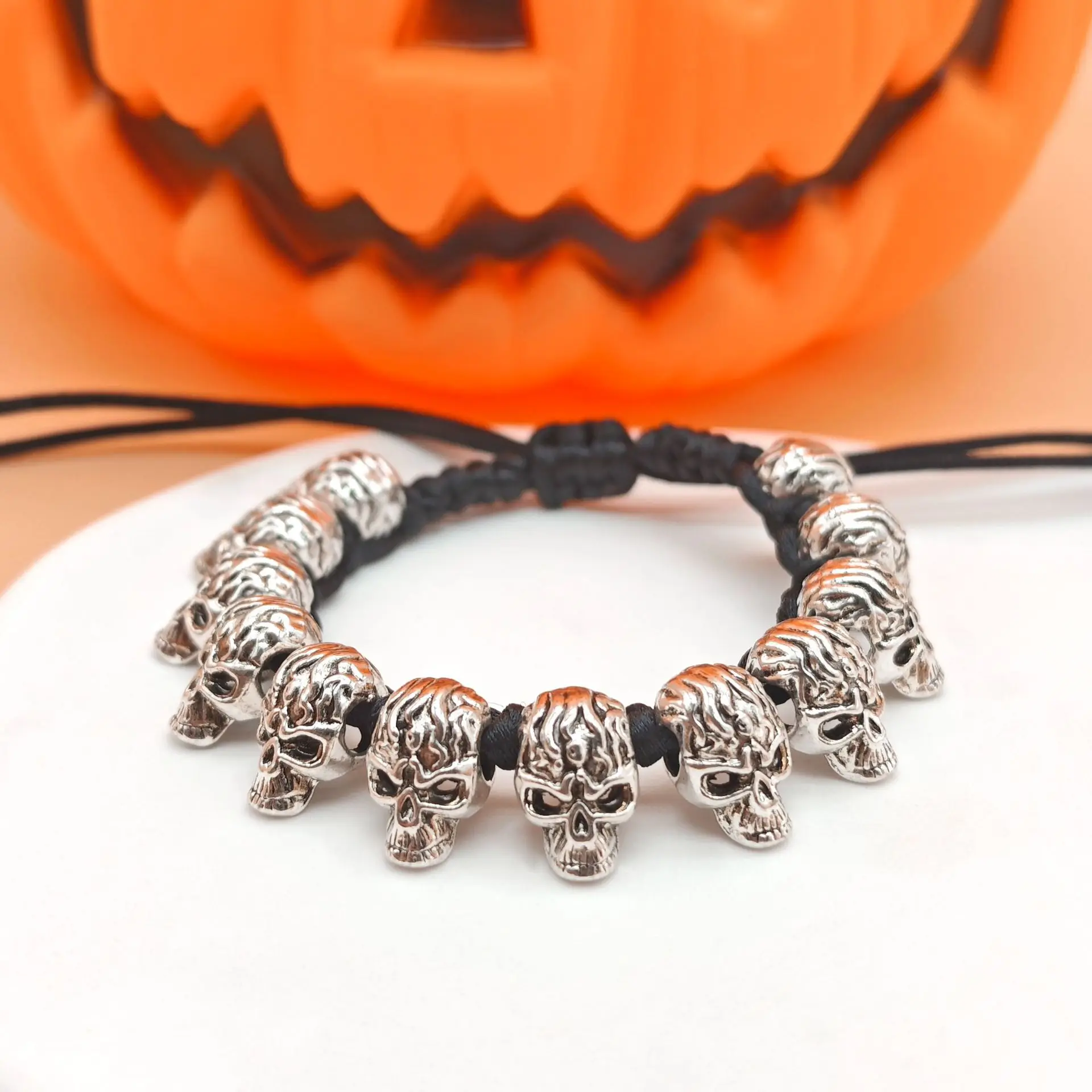 

skull bracelet men Ghost Head Bracelet Full Skull Bracelet Men's Motorcycle Punk Rock Halloween Jewelry Accessories