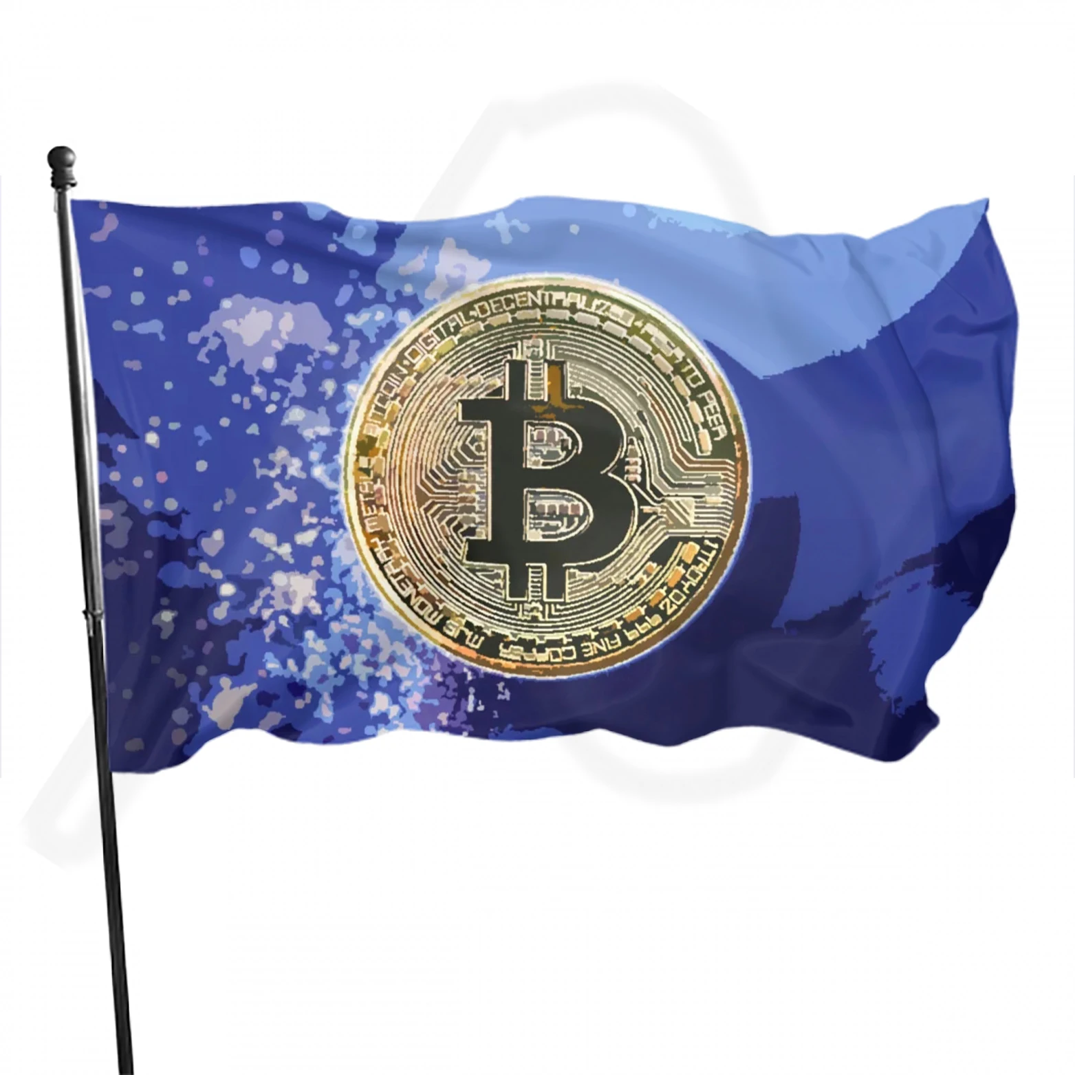 Bitcoin Logo Flags Double Sided Bitcoin Sign Outdoor Indoor Decoration Flag Single-Layer Polyester with Brass Buttonhole Adults