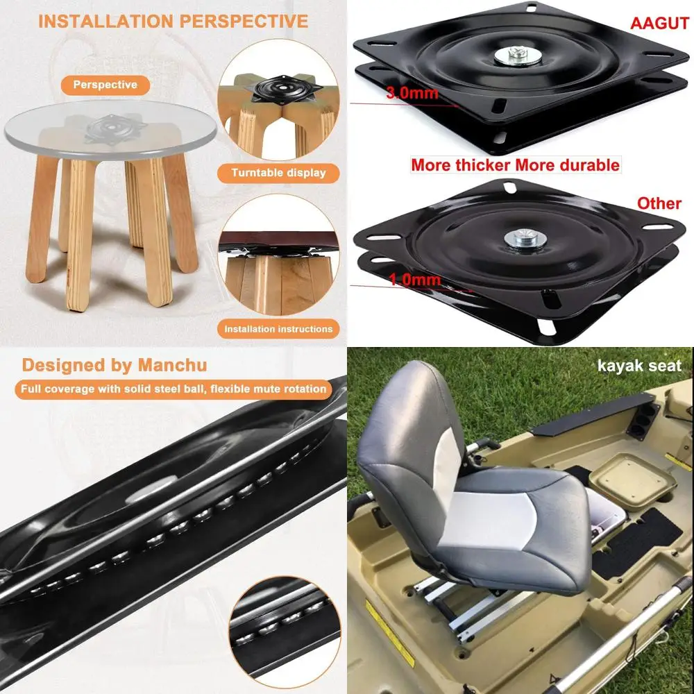

10 Heavy-Duty Swivel Plate for Bar Stools, Recliners, and Boat Seats - Square Steel Turntable Base shoe bench chairs
