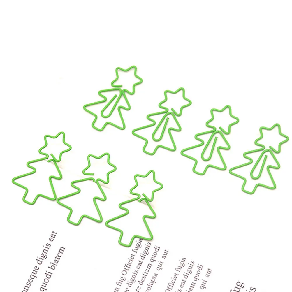 30 قطعة من مشابك الورق على شكل شجرة عيد الميلاد، حامل صفحة إشارة مرجعية معدنية لتزيين أدوات مكتبية للمدرسة والمكتب #5