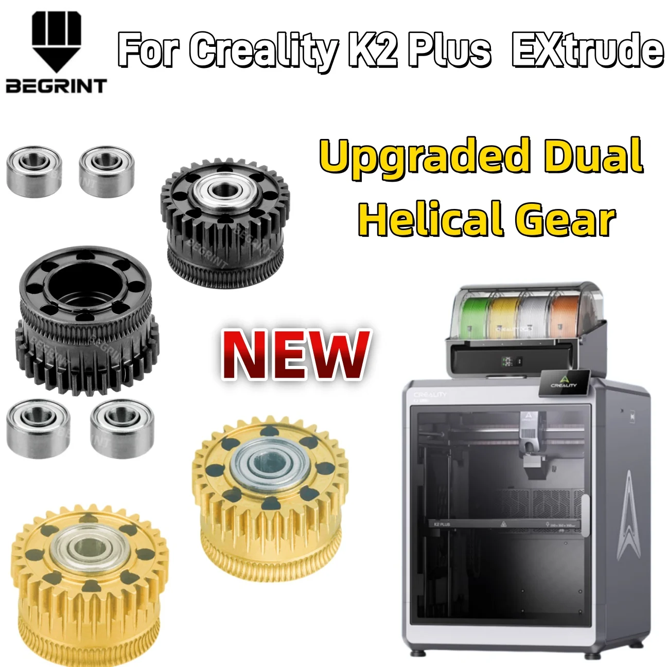 

For Creality K2 Plus Upgraded All Metal Extruder Gear Nickel Plated DLC Coating High Hardness Wear Resistant 3D Printer Parts