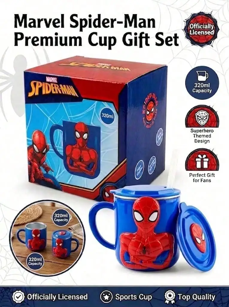 1pc Marvel Officially Licensed Spider-Man Water Cup Desktop Accessory 320ml Teaching Reward Gifts for Halloween and Christmas