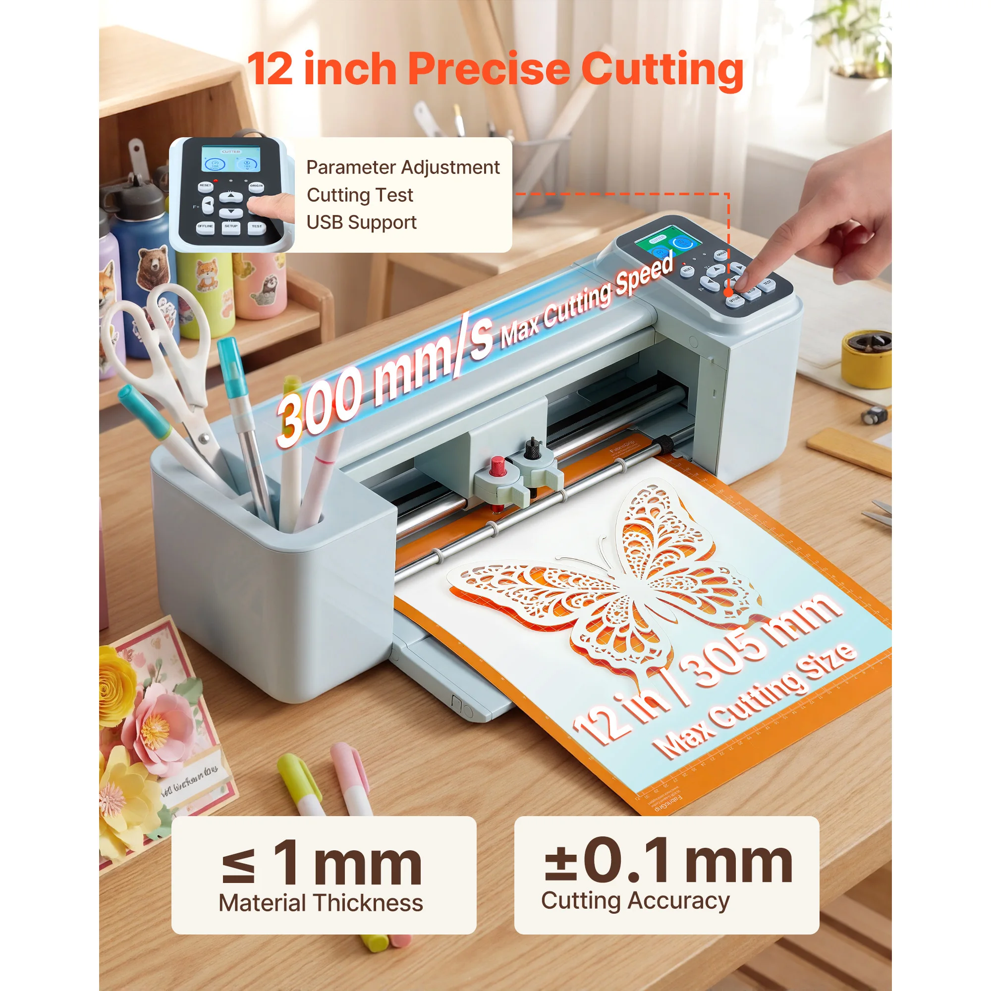 for*-SucceBuy Vinyl Cutting Machine 12 in Button Screen Controlled Vinyl Cutter 5000+ Built-in Design Resources Creating Cards