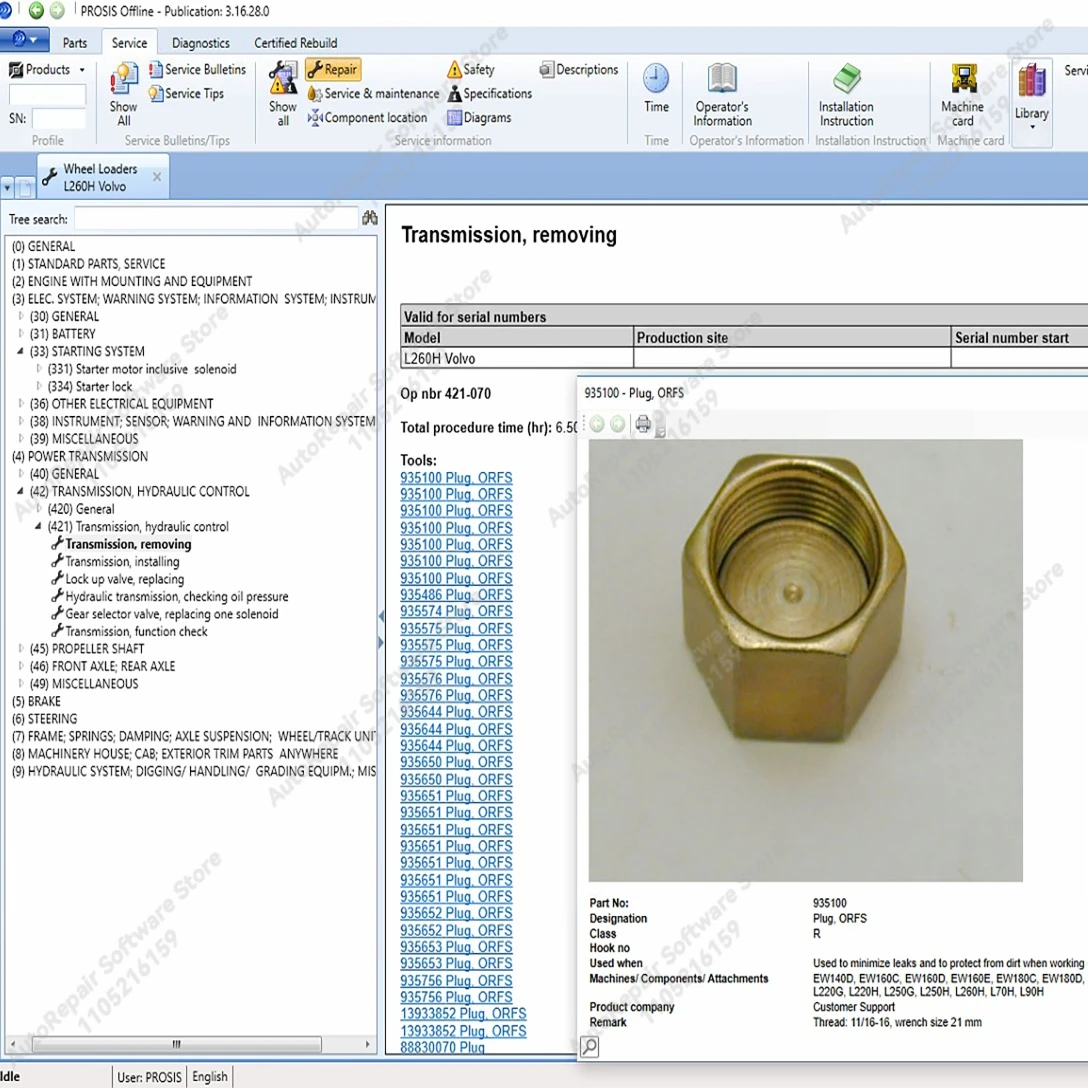 أحدث 09.2025/03.2025/12.2024 EPC PROSIS معدات البناء كتالوج أجزاء غير متصل ومعلومات الخدمة