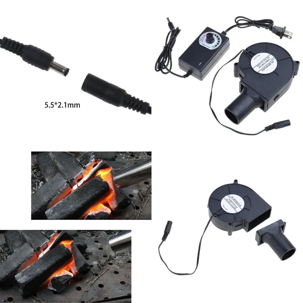 

652f AC 100-240V вентилятор для барбекю Вентилятор воздуходувка для пикника для гриля деревянная плита