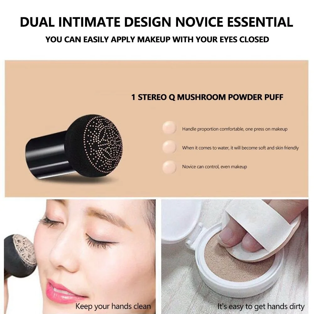 Oil Control Facial Base Primer With Puff Sponge Foundation Mushroom Head Face Makeup Air Cushion BB&CC Cream