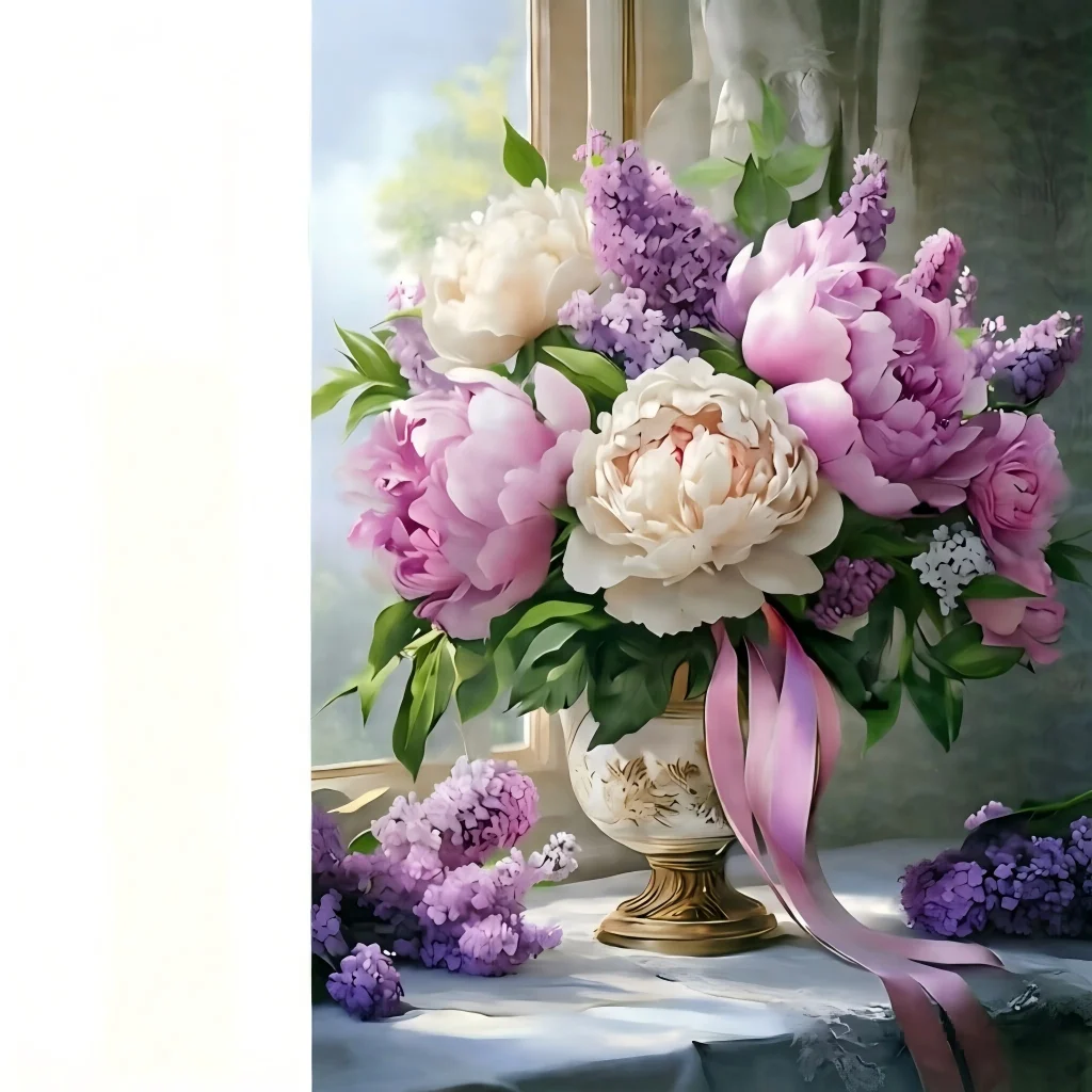 Abstract & Realistic Floral Jigsaw Puzzle 500-2000pcs-Peony Bouquet,Whimsical Garden Art-Adult Relaxation DIY Home Decor Gift