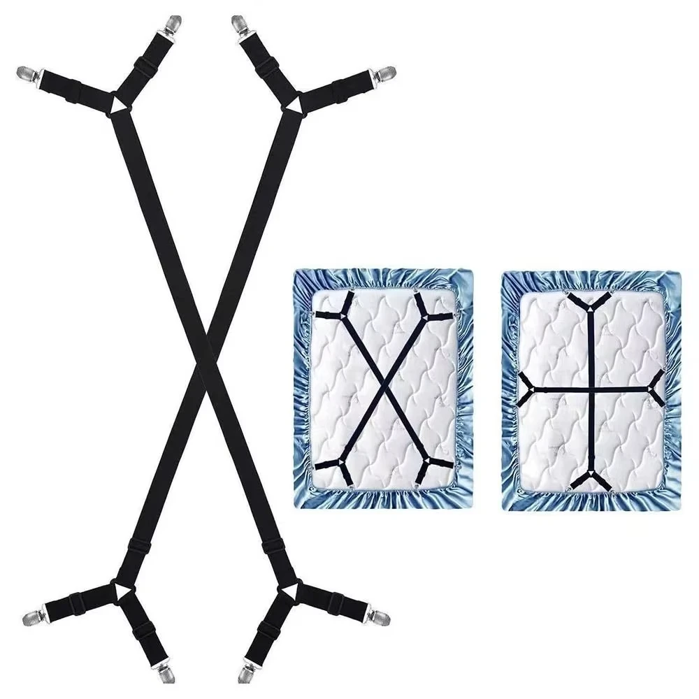 Adjustable Elastic Bed Sheet Holder - 4/8/12 Clips Mattress Clip Fasteners Non-Slip Universal Straps for Covering Blankets