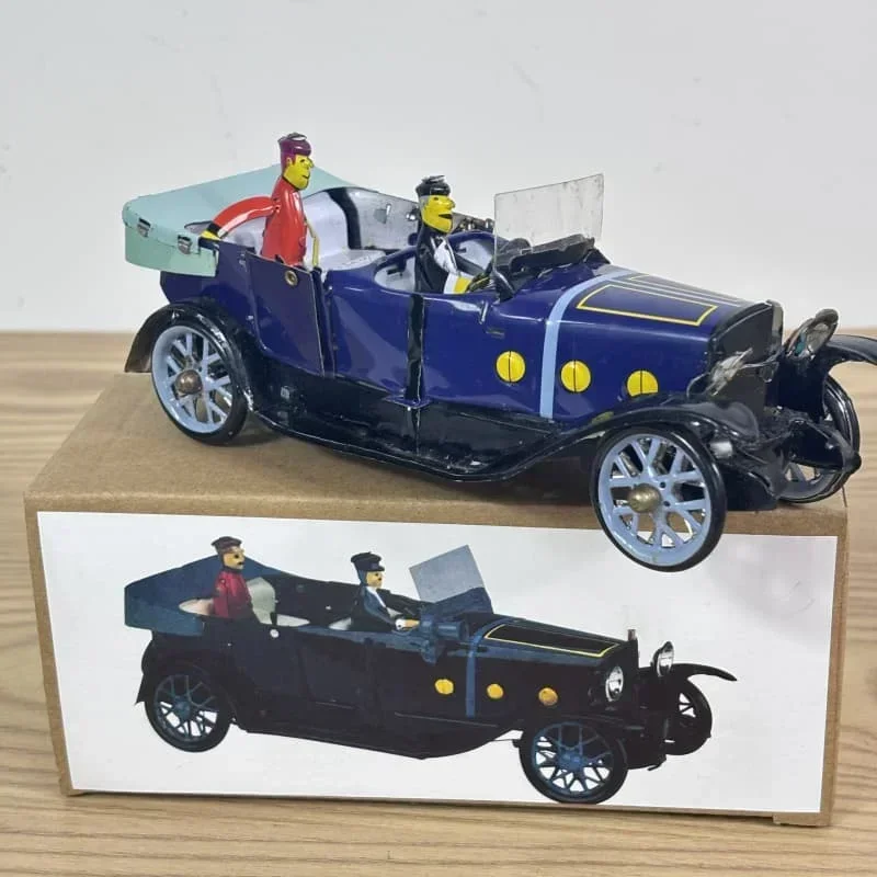 [Divertido] colección para adultos juguete de cuerda Retro lata de Metal dos personas coche de lujo Vintage figuras de modelo de juguete mecánico regalos para niños