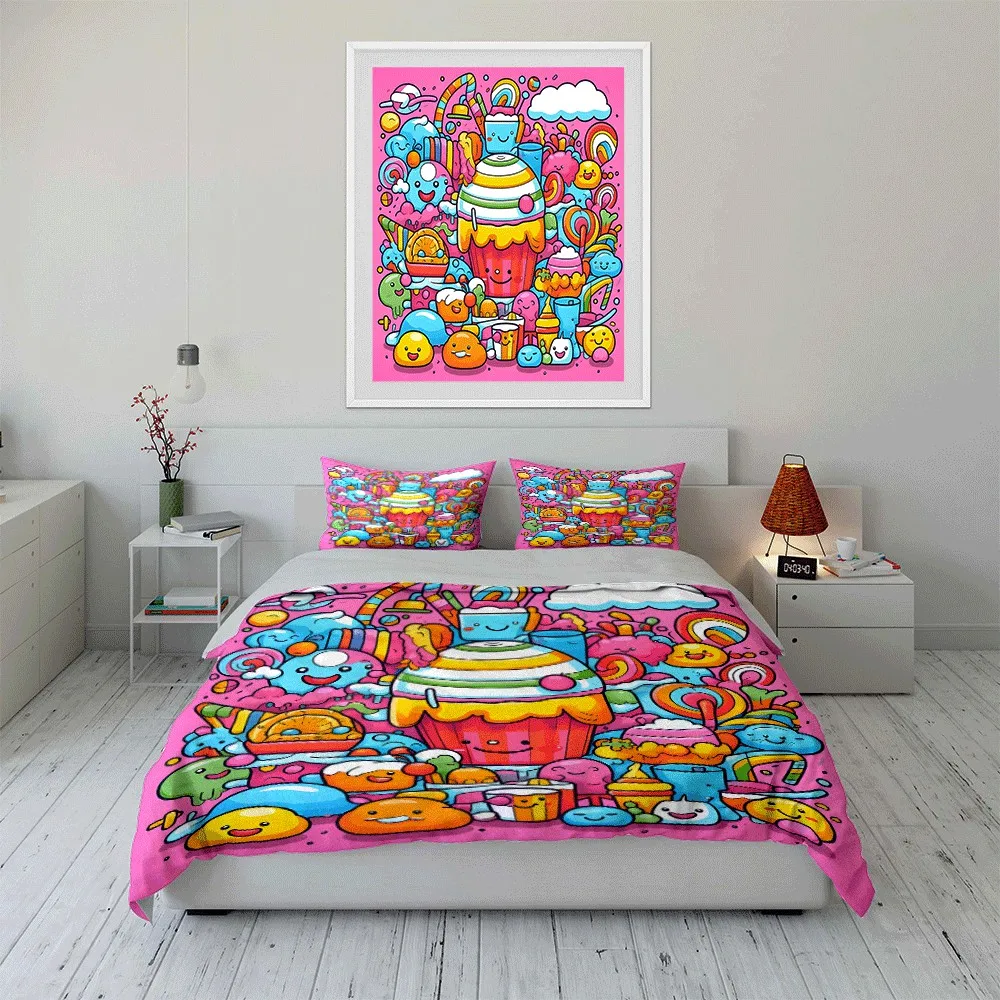 Colorful Dessert Party Set Perfect Exquisite three-piece bedding set gift for kids and adults