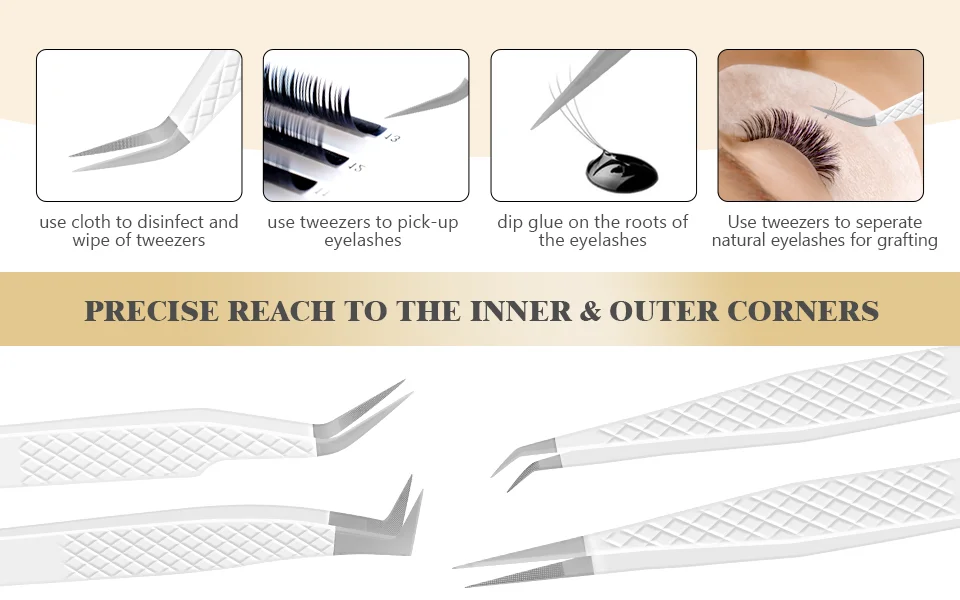 Wimpernverlängerungspinzette mit Faserspitzen, Wimpernkünstler, hochpräzise, superharte, antistatische Pinzette, Make-up-Tools, individuelles Logo – Detail 4