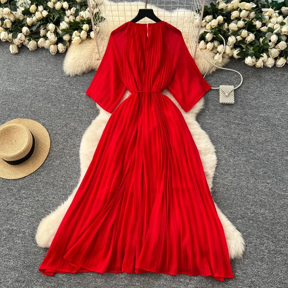 Abito estivo sottile gotico da donna, festa di compleanno, moda tridimensionale in chiffon plissettato dolce sexy