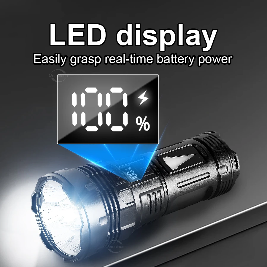 Ultra Bright Led Flashlight With Side Light 7 Led Type-C Rechargeable Tactical Torch Multifunctional Work Light Camping Lantern