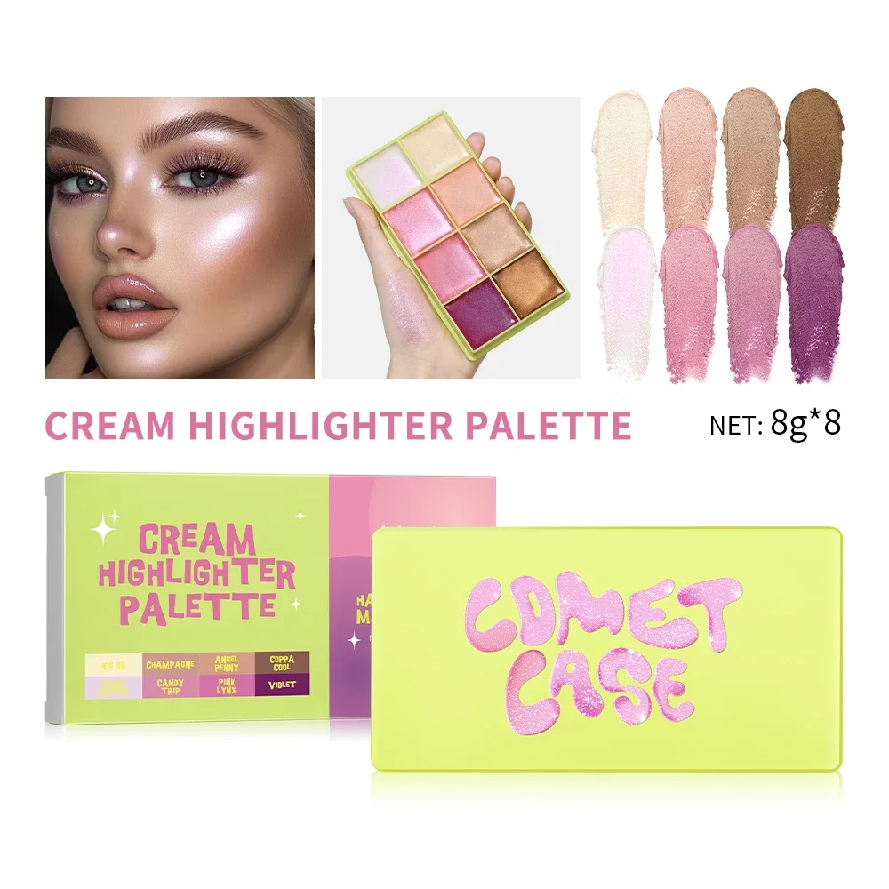 

Case Cream Makeup Palette Set 8Colors/set Girly Room Accessories Makeup Eye Shadow Palette Gift forGirl woman highlighter makeup