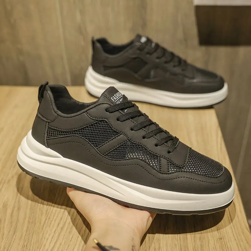 2026 Summer Men Hollow Mesh Skate Shoes Breathable Fashion Versatile White Sneakers Trendy Casual Footwear