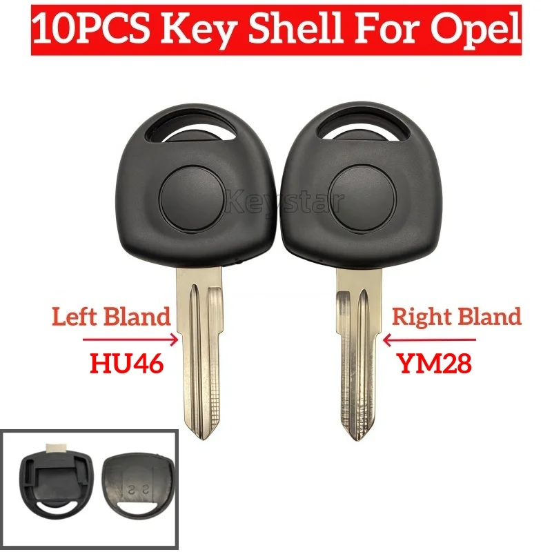 

10 шт./упак. Корпус ключа-транспондера HU46 для автомобиля, полый корпус ключа с чипом YM28, необработанный ключ-заготовка для Opel Meriva Chevrolet Aveo Sail