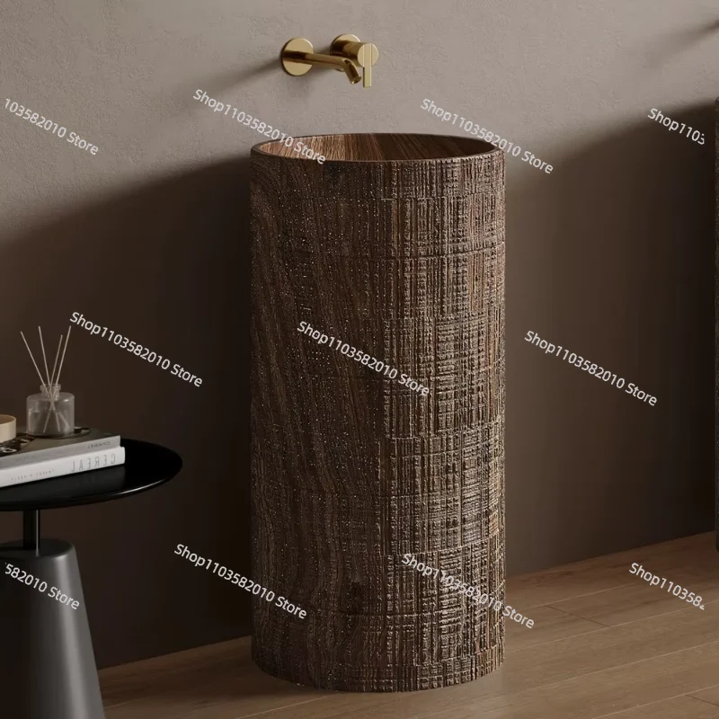 Acrylic artificial stone solid surface colored base sink wood grain bathroom sink