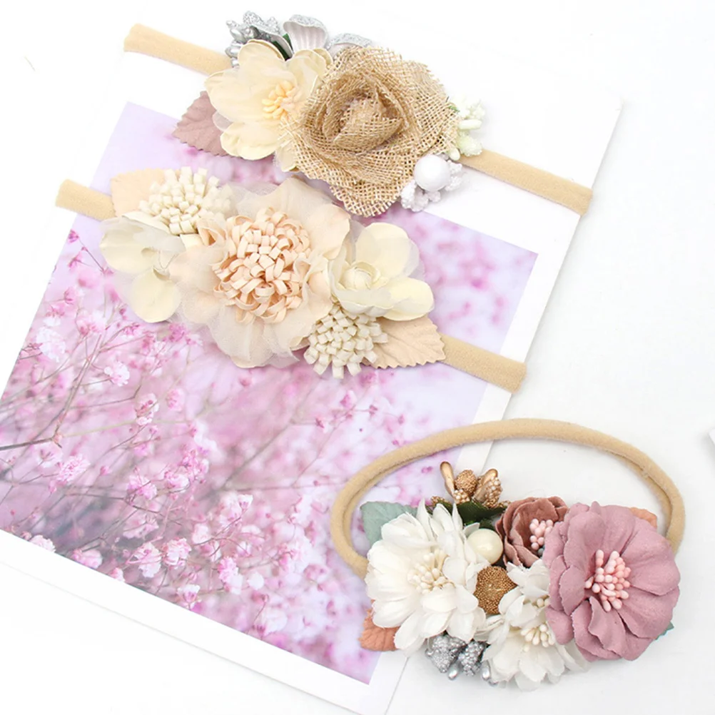 

3Pcs Flower Hairbands Decorative Toddler Headbands Photo Props for Girls Baby Accessories Toddler Flower Hairband