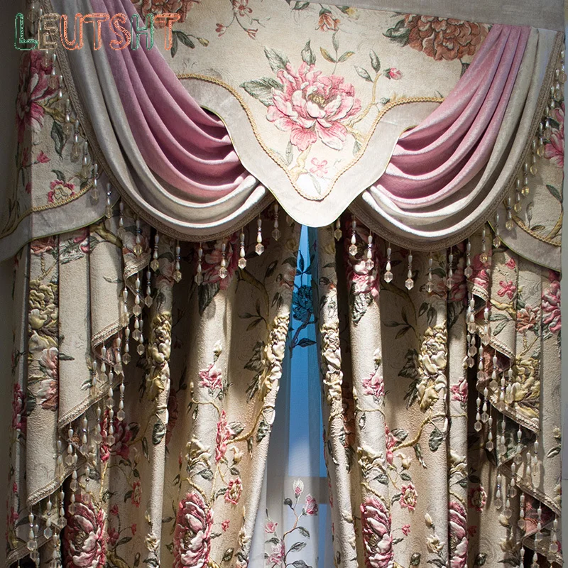 Custom Size  Villa Curtains for Living Dining Room Bedroom European French Curtain Header Soundproof Chenille Home Decor