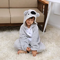 Cartoon Tier Koala einteiligen Pyjama Flanell warme Kapuze Nachtwäsche Cosplay Nachtwäsche Kostüm Erwachsene und Kinder Onesies