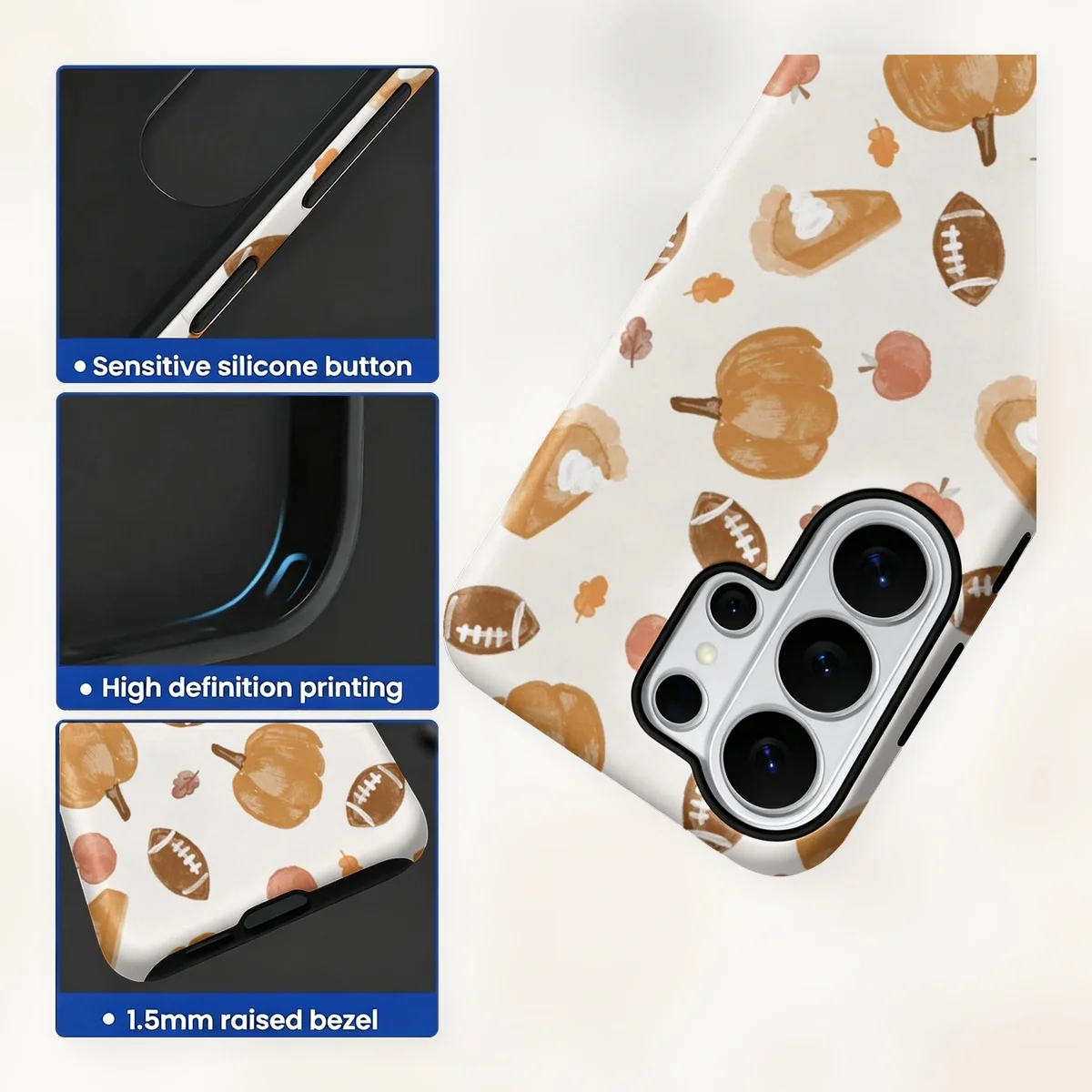 Fall Football Pattern 2-in-1 Dual-Layer Phone Case for Samsung Galaxy S26 S25 S24 Plus Ultra FE S20 FE A56 A17 A16 A15