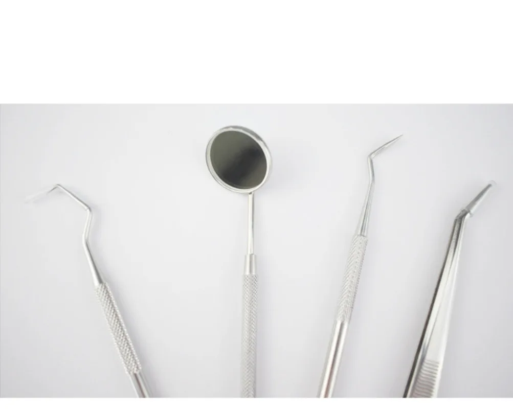 1 مجموعة الأسنان الفم مرآة الملقط التحقيق اللون الوردي الفولاذ المقاوم للصدأ النظافة اكسبلورر التحقيق هوك مزدوجة رؤساء طبيب الأسنان أداة #6