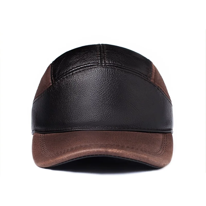 جديد 2025 قبعة بيسبول قبعة جلدية الذكور الإناث موضة 100% قبعة جلدية حقيقية الكبار قبعة بيسبول خارجية عادية قابل للتعديل #4