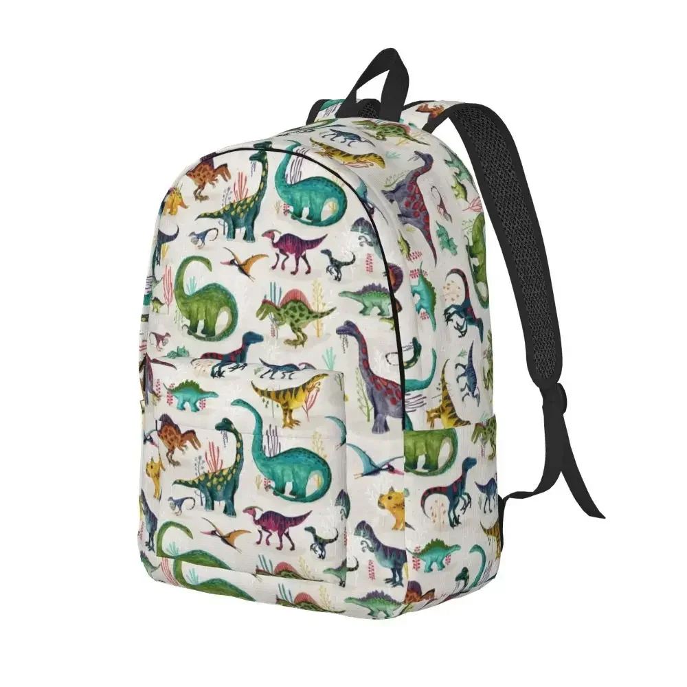 Bright Dinosaurs Classical Backpack Durable High School Work Dino Colourful Eaters Daypack for Men Women College Canvas Bags