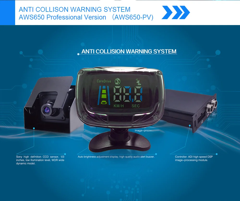 Alwaycare Industrial ADAS Lane Departure Forward Collision Warning System Distance Monitor RS232 IO Connectable Fleet Recorder