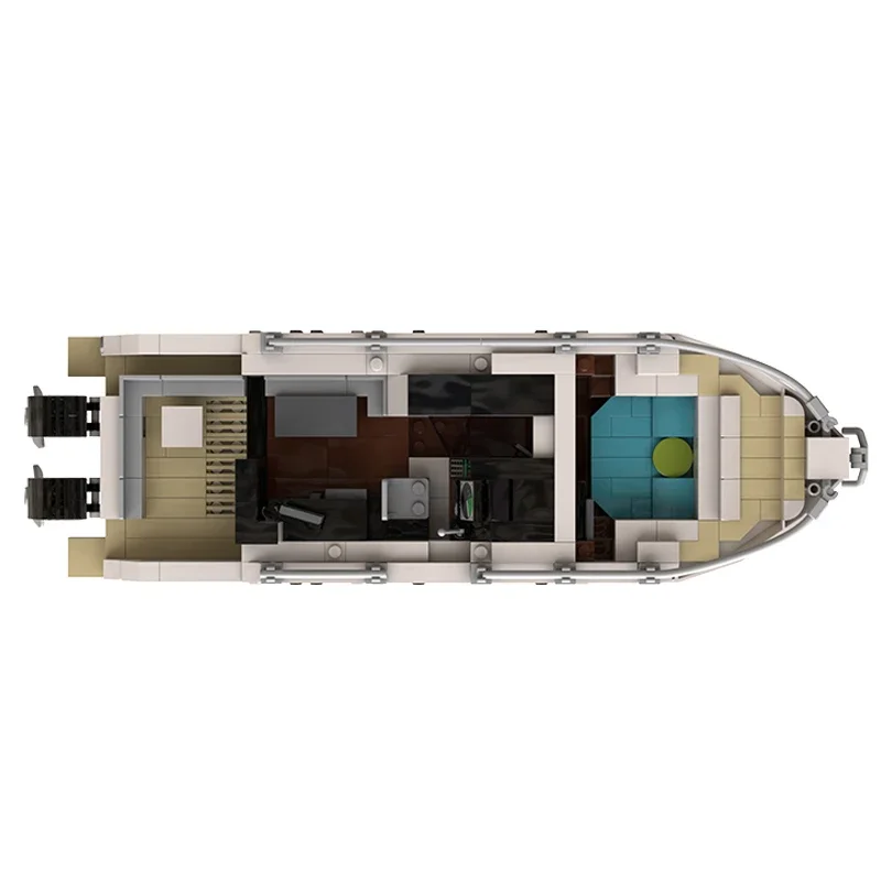 MOC-Boat Model Outboard Motor Yacht Blocos de Construção Modulares, Technical Moc Bricks, Brinquedos DIY Conjuntos, Montagem Presentes para Crianças