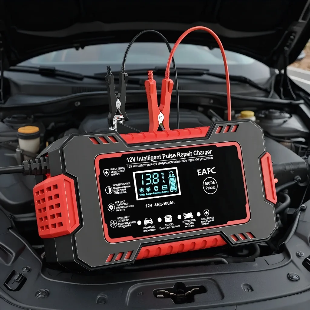 

Зарядное устройство для автомобильных аккумуляторов 12В 6А, интеллектуальное, для AGM, GEL и свинцово-кислотных аккумуляторов, с функцией восстановления и ЖК-дисплеем