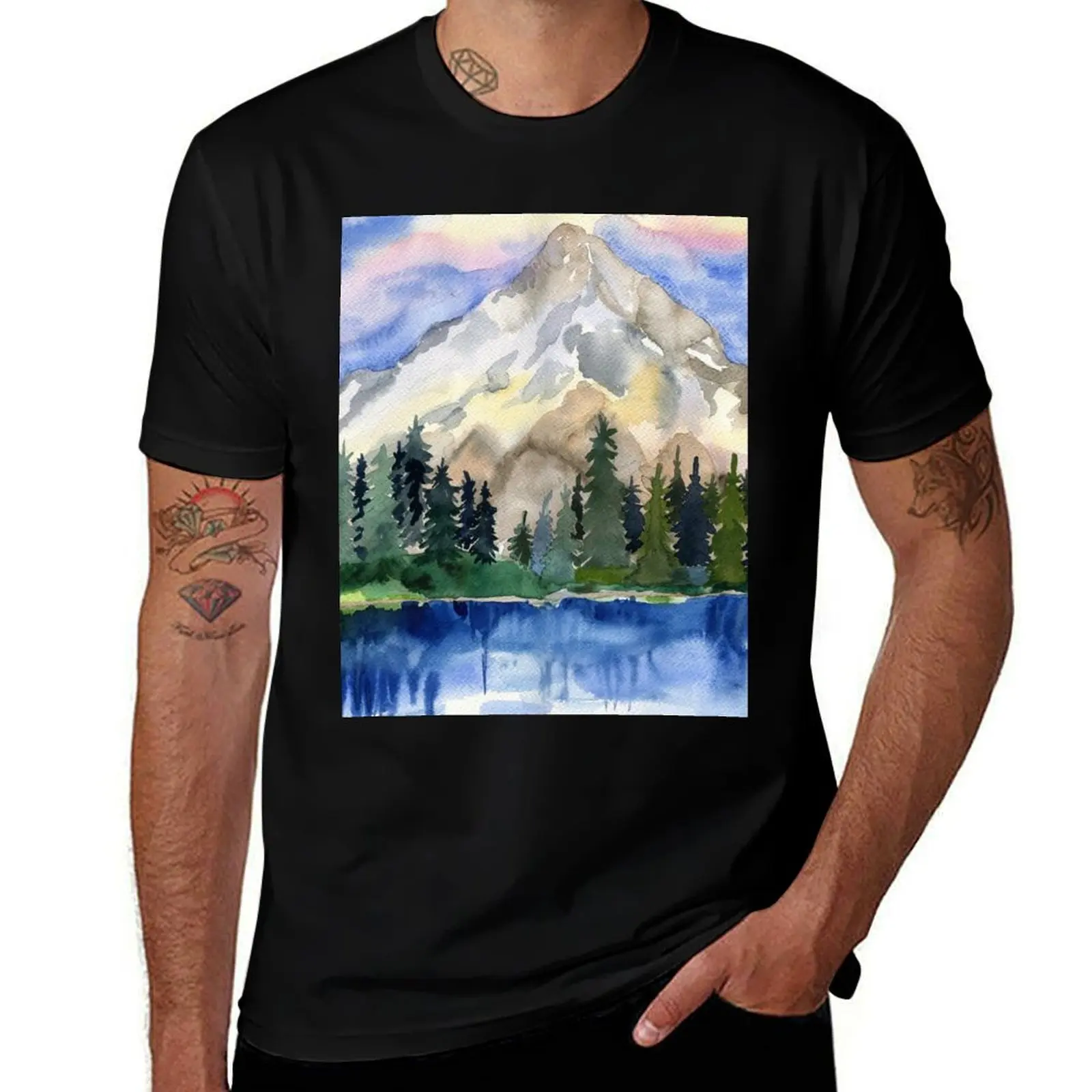 

Mountain landscape T-Shirt anime tshirt anime t shirts for man man t shirts graphic T-shirt