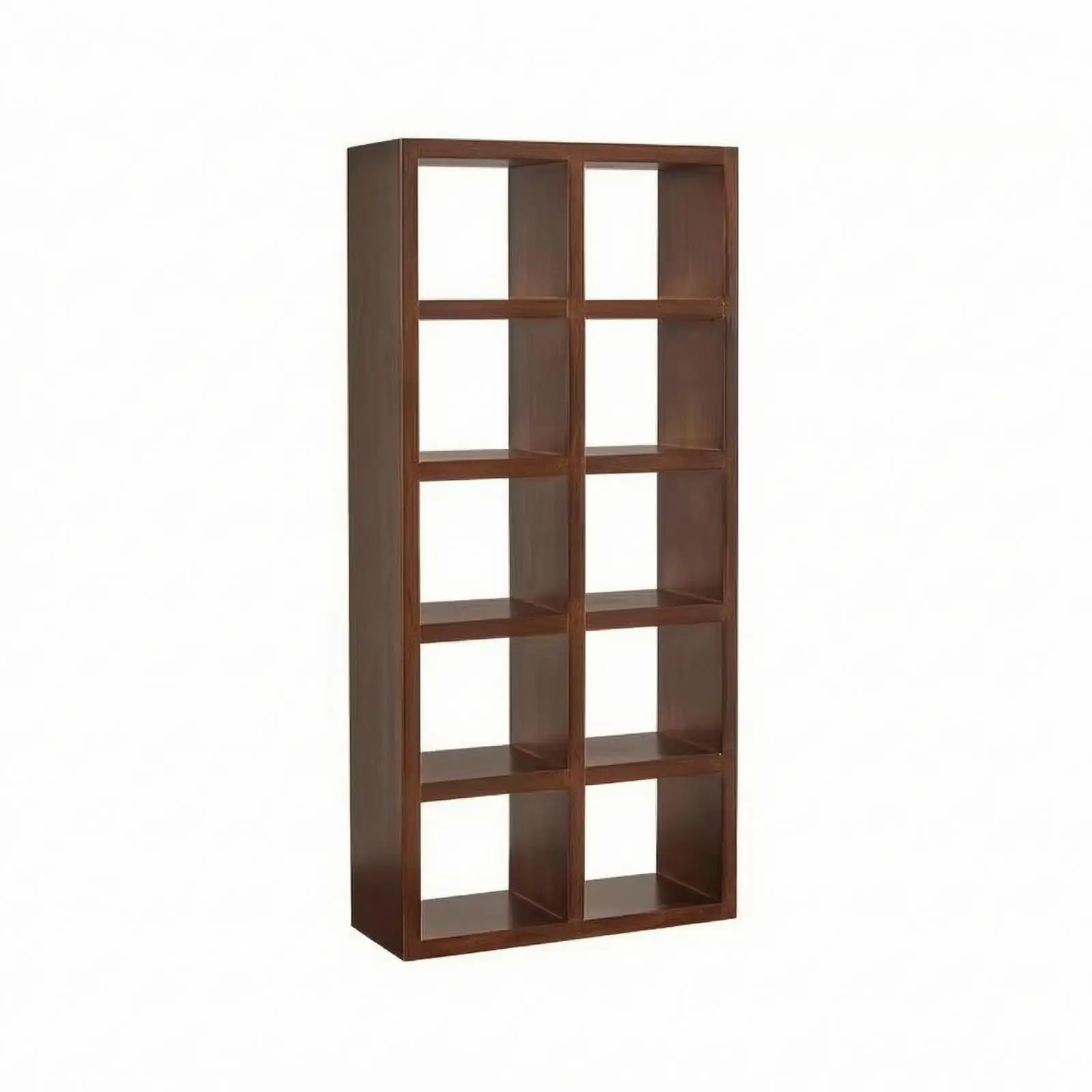 Multi Compartment Rubber Wood Wall Shelf Hanging Organizer for Cups Books and Small Home Decor
