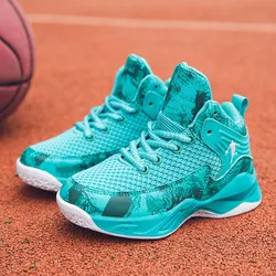 Hot Sale Brand Boys Basketball Shoes for Kids Sneakers Non-slip Children Sports Shoes Breathable Mesh Basketball Sneakers Child