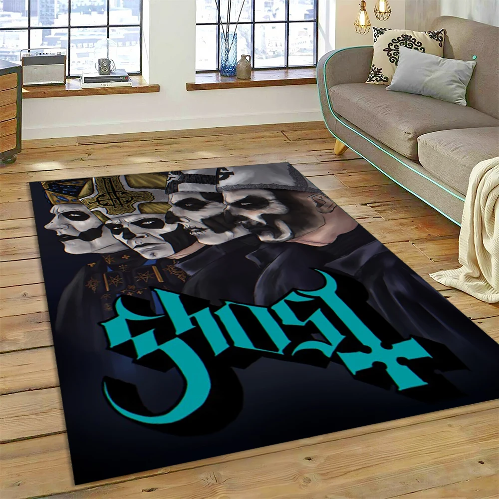 3D Ghost B.C Band Papa Emeritus Rock Heavy Metal Dark Rug Carpet for Living Room Bedroom Home Decor,Non-slip for Sofa Doormat