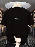 Summer Men's 100 Cotton Casual Loose Plus Size Boos Pattern Printed Sports Comfortable Round Neck Short Sleeve T-shirt Top