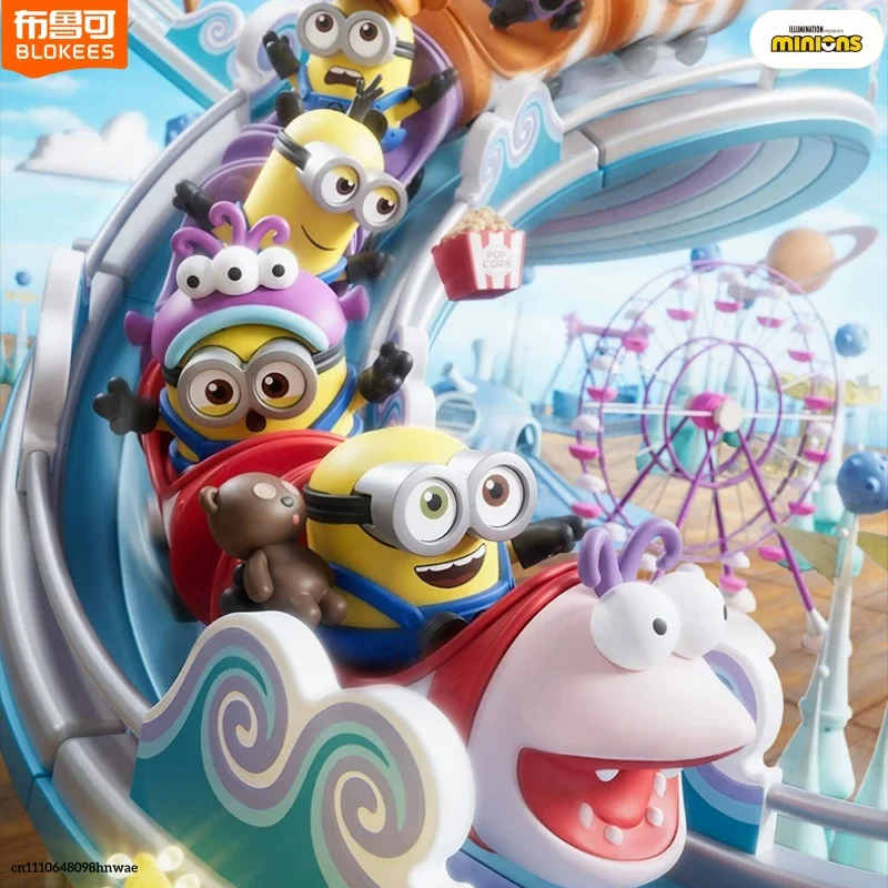 Blokees Minion Building Blocks Adorable Roller Coaster Kevin Bob Dave Stuart Assembled Model Desktop Ornament Collectible Gift
