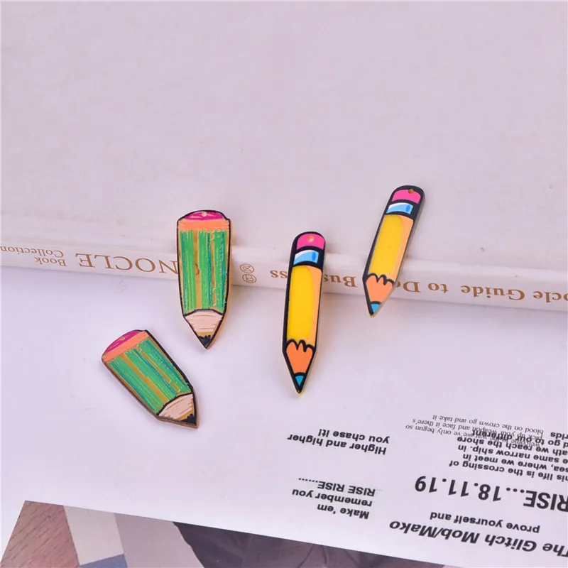 10pcs/pack School Pencil Stationery Acrylic Charms Pendant for Earring Necklace Jewelry Making Craft DIY