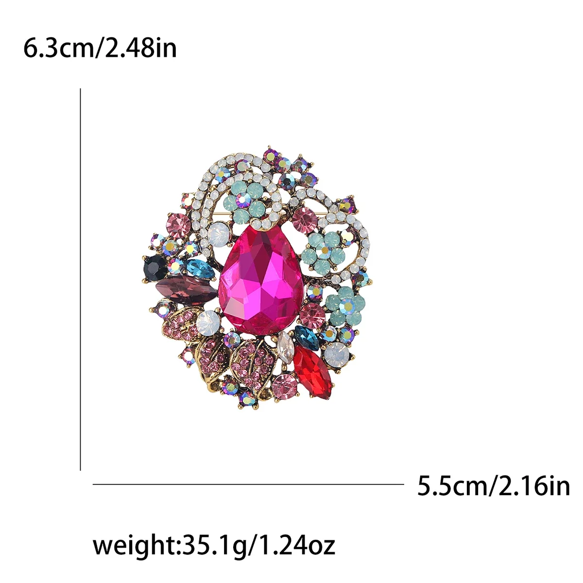 Crystal Glass Brooches for Women Unisex Rhinestone Flower Pins Event Party Backpack Decoration Clothes Accessories